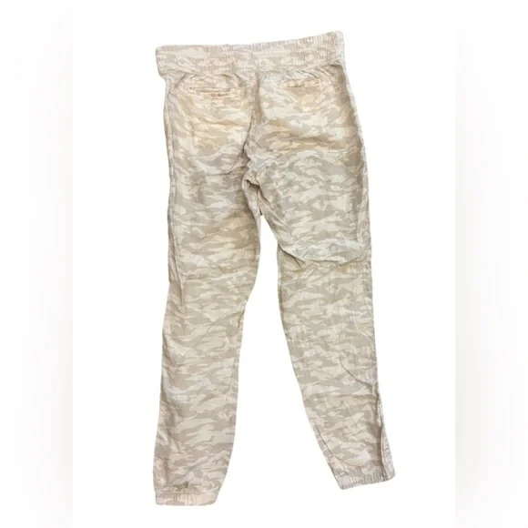 Athleta Cabo Tide Linen Jogger Natural Camo Size 8T Zip Pockets - Picture 5 of 6